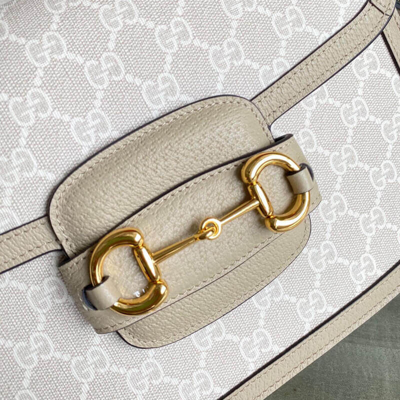 Gvc*1 Horsebit 1955 Canvas Small Shoulder Bag White Beige