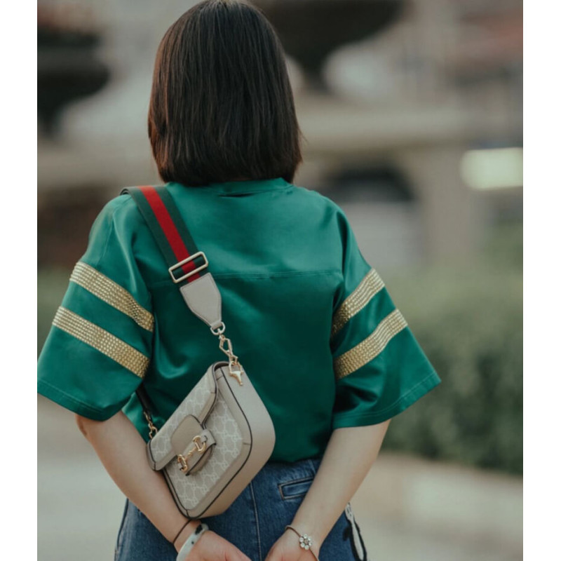 Gvc*1 Horsebit 1955 Canvas Mini Shoulder Bag White Beige