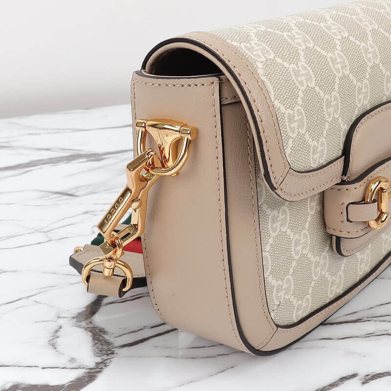 Gvc*1 Horsebit 1955 Canvas Mini Shoulder Bag White Beige