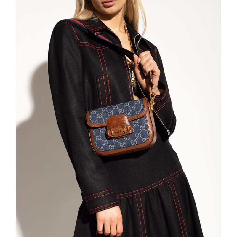 Gvc*1 Horsebit 1955 Demin Mini Shoulder Bag