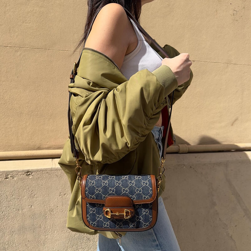 Gvc*1 Horsebit 1955 Demin Mini Shoulder Bag