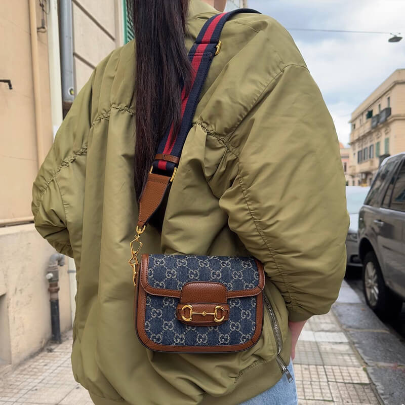Gvc*1 Horsebit 1955 Demin Mini Shoulder Bag