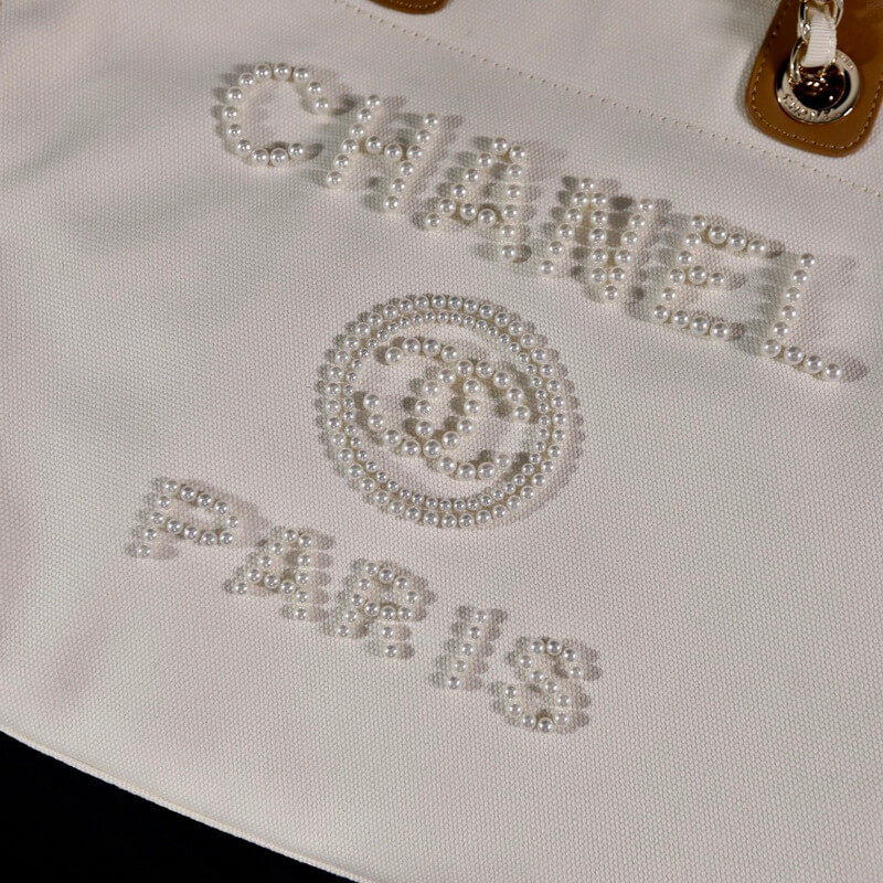Ch**el Canvas Pearl Large Deauville Tote A66941