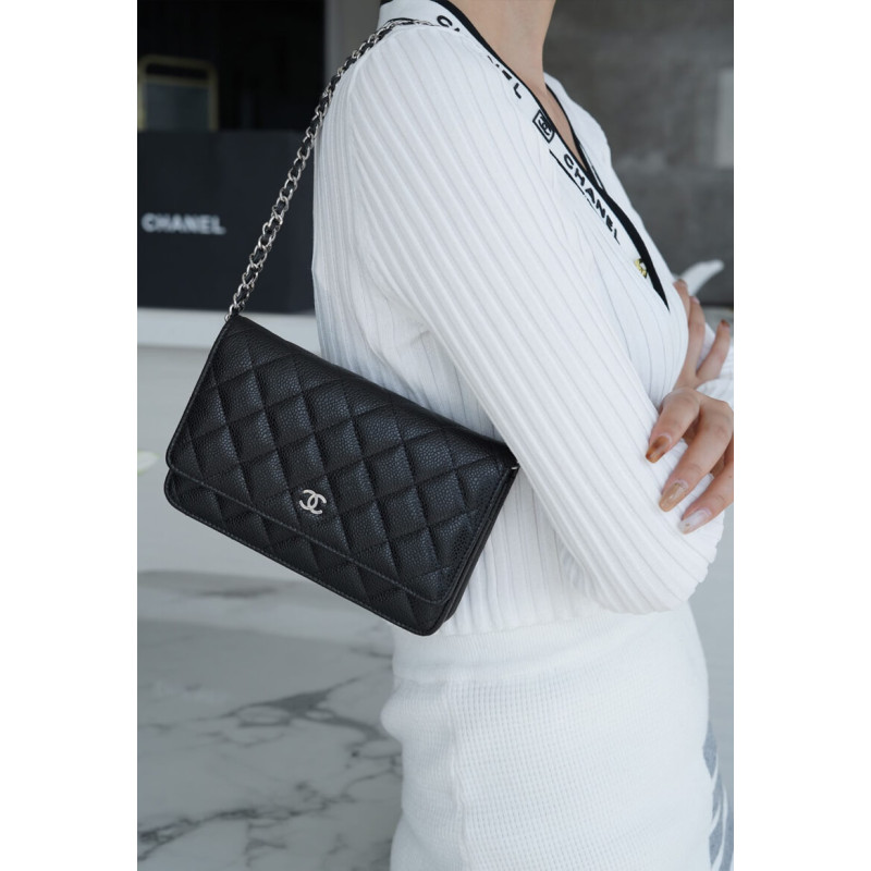 Ch**el Caviar Quilted Wallet on Chain WOC A33814