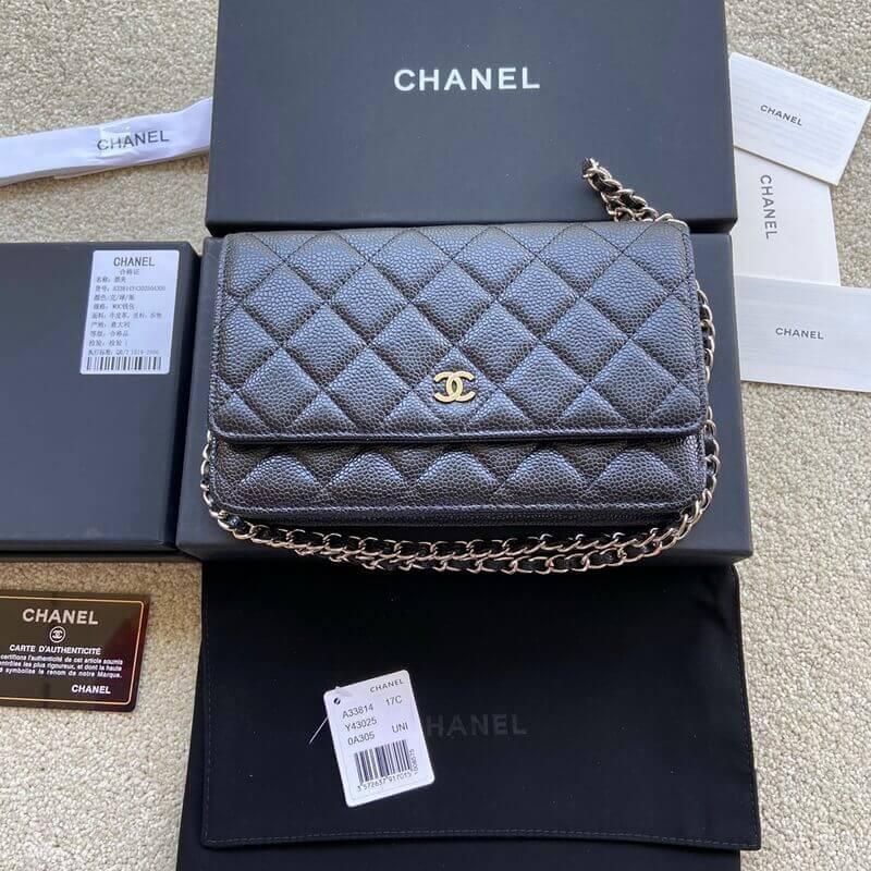 Ch**el Caviar Quilted Wallet on Chain WOC A33814