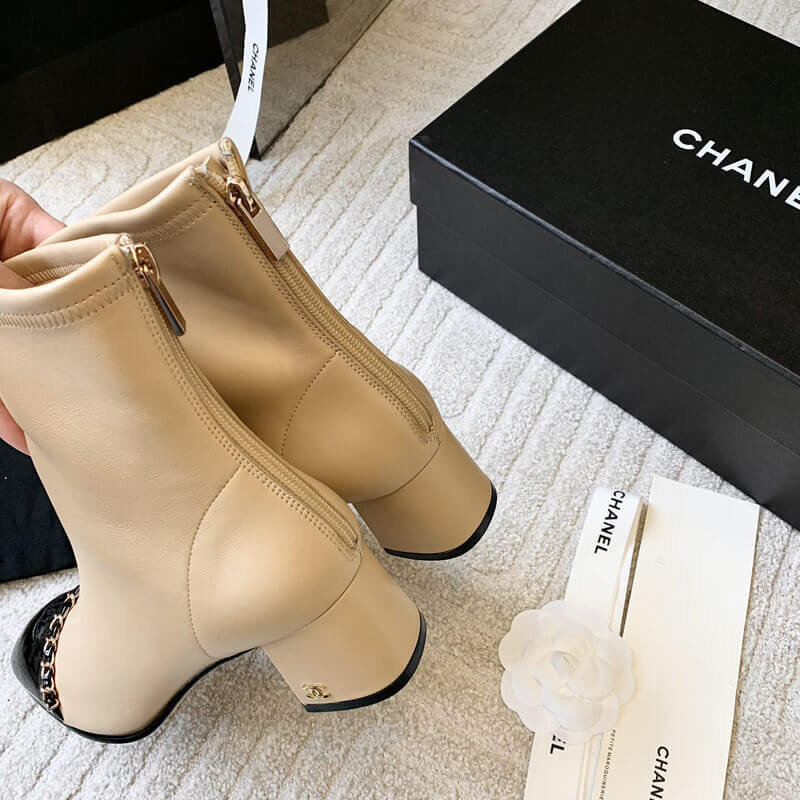 Ch**el Chunky Heel Short Boots