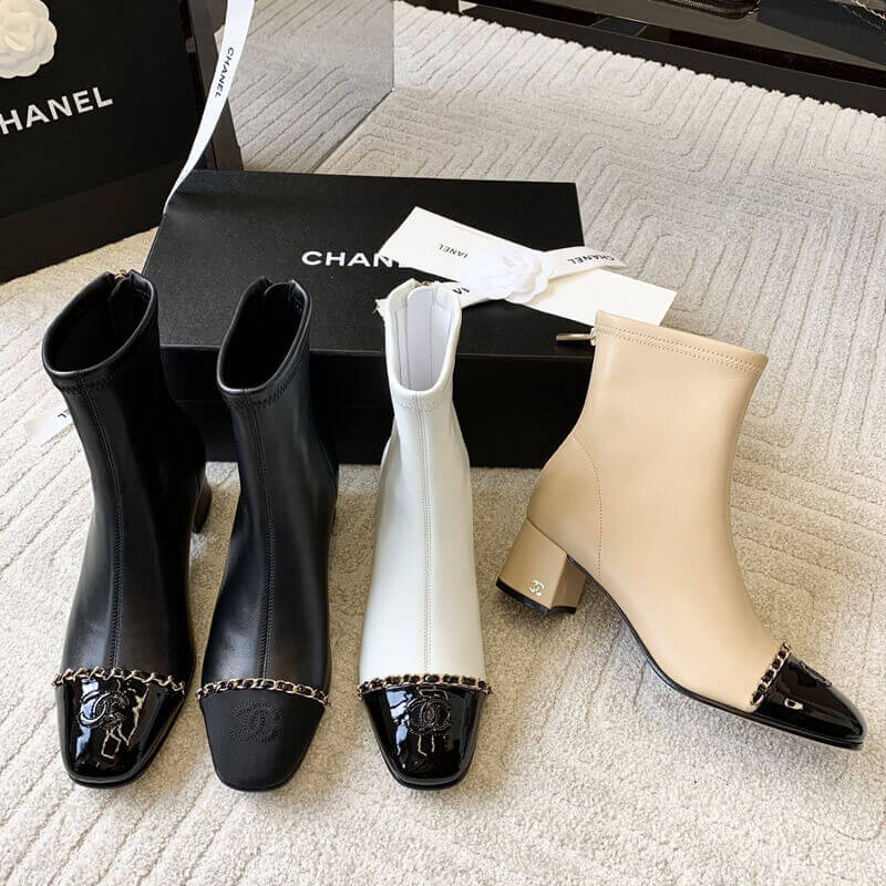 Ch**el Chunky Heel Short Boots