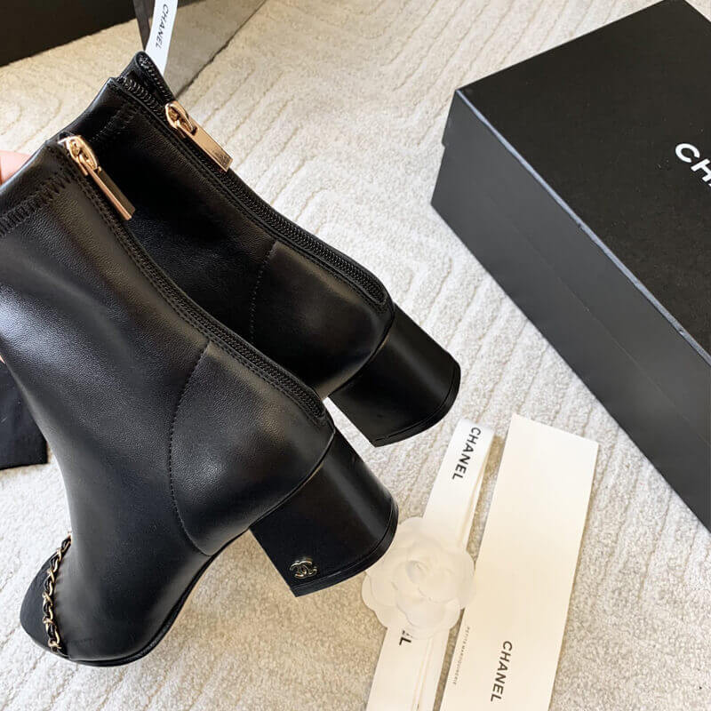 Ch**el Chunky Heel Short Boots