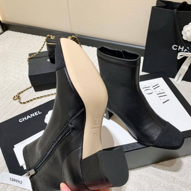 Ch**el Chunky Heel Short Boots