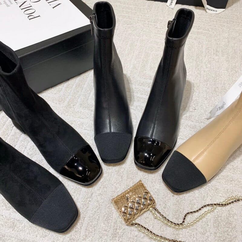 Ch**el Chunky Heel Short Boots