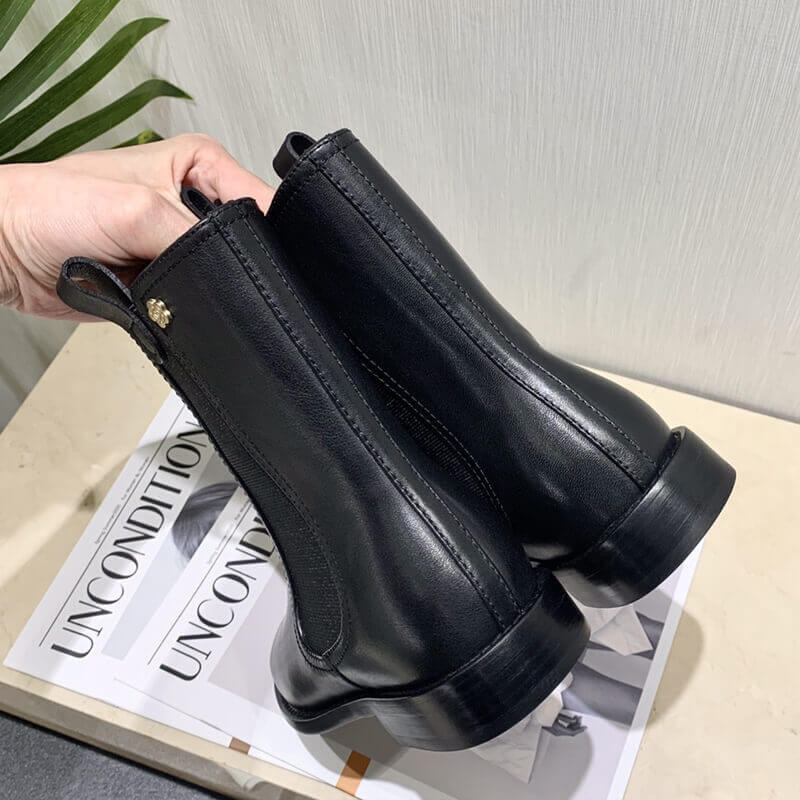 Ch**el Calfskin Cap Toe Ankle Boots