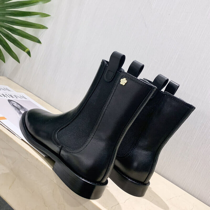 Ch**el Calfskin Cap Toe Ankle Boots