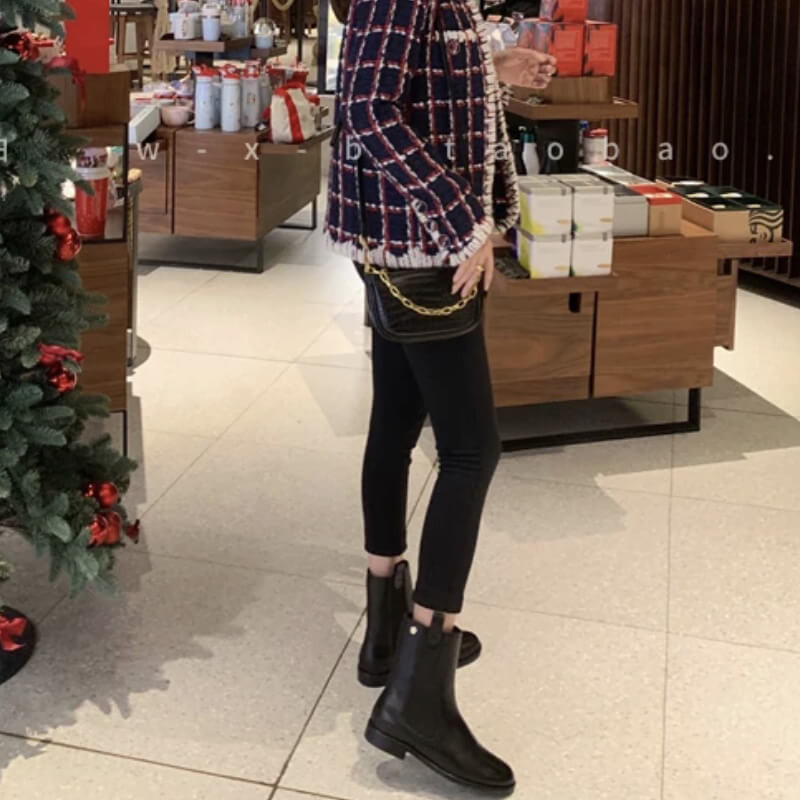 Ch**el Calfskin Cap Toe Ankle Boots