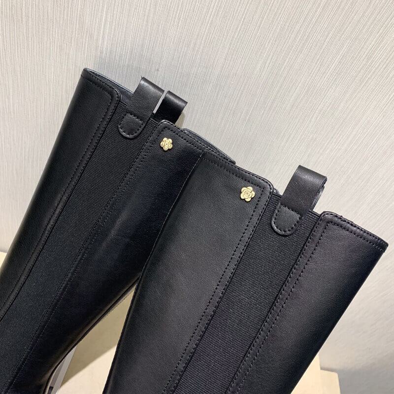 Ch**el Calfskin Cap Toe High Boots