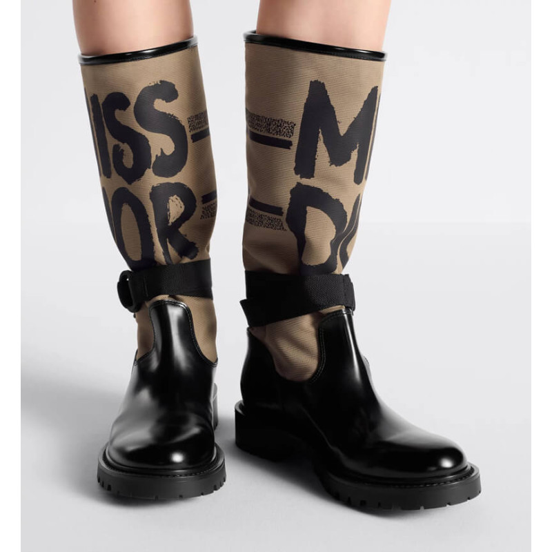 D10r D-Major Boot Taupe with Miss D10r Graffiti Print