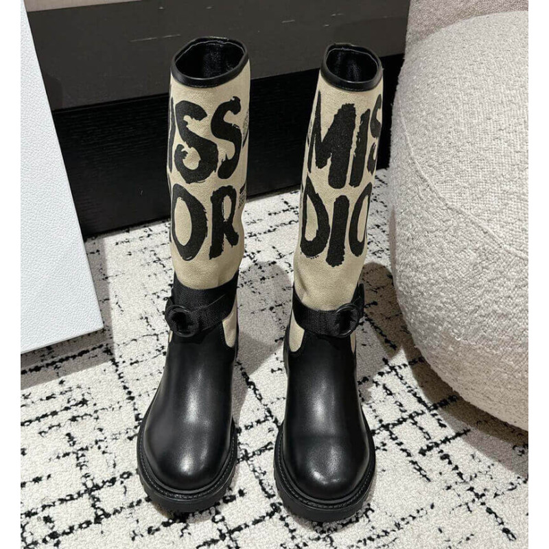 D10r D-Major Boot Taupe with Miss D10r Graffiti Print