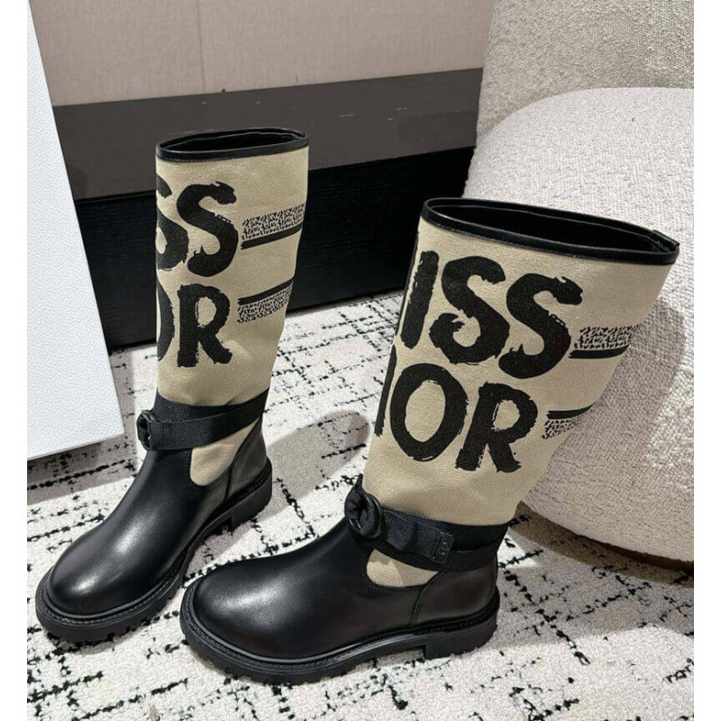 D10r D-Major Boot Taupe with Miss D10r Graffiti Print