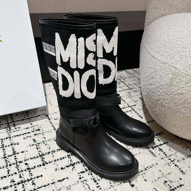 D10r D-Major Boot Black with Miss D10r Graffiti Print