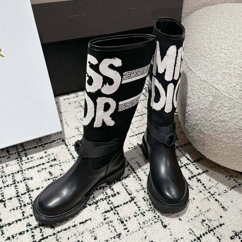 D10r D-Major Boot Black with Miss D10r Graffiti Print