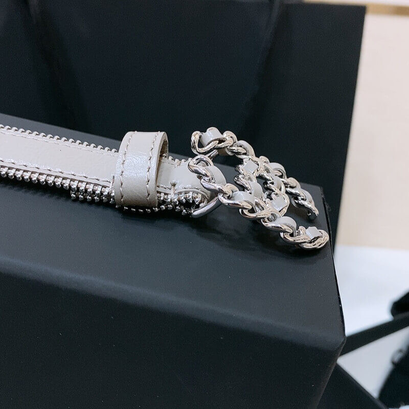 Ch**el Calfskin Belt Metal Double C Buckle 20mm