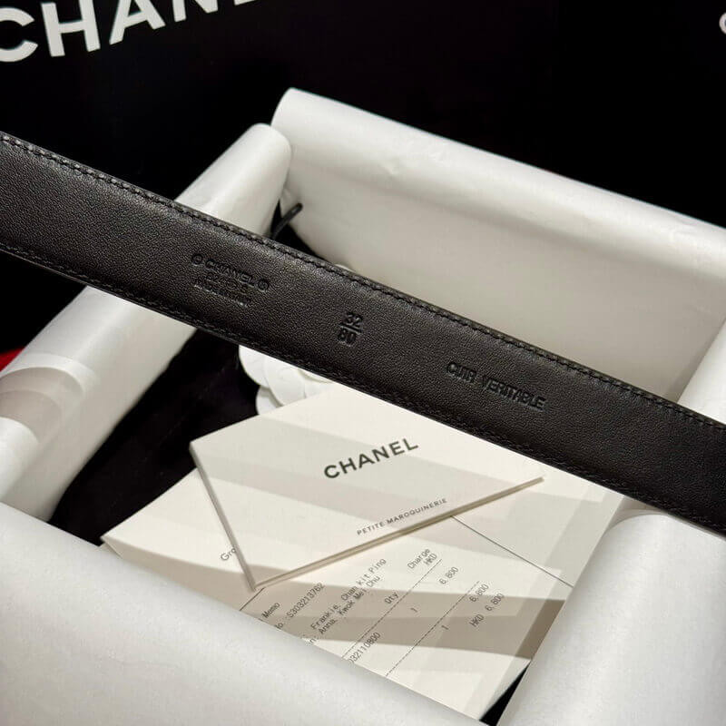 Ch**el Black Quilted Calfskin CC Chain Belt