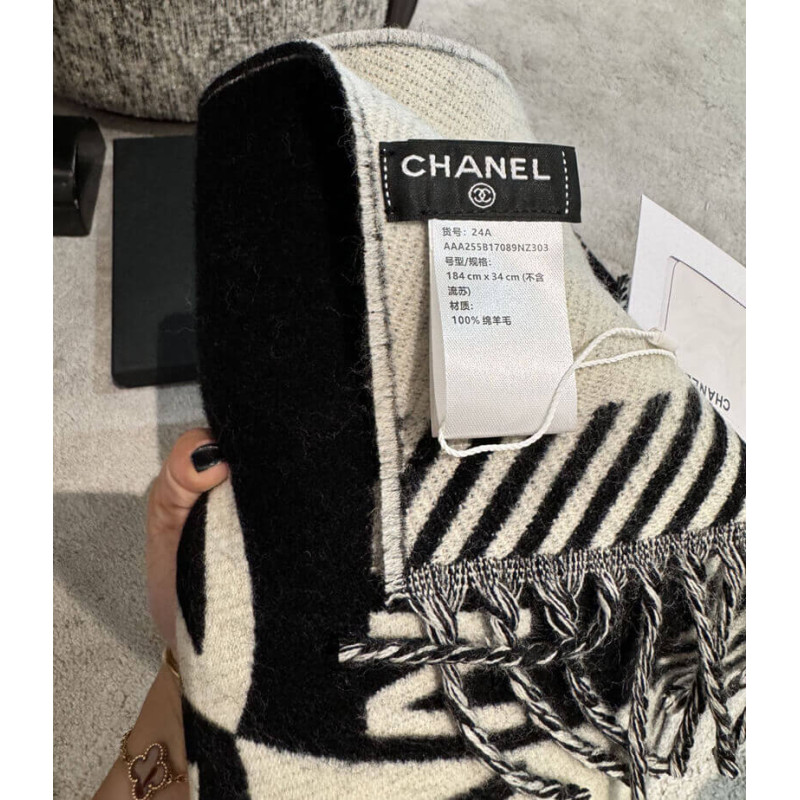 Ch**el Merino Wool Cashmere CC Scarf