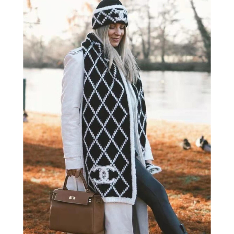 Ch**el Cashmere Quilted CC Scarf