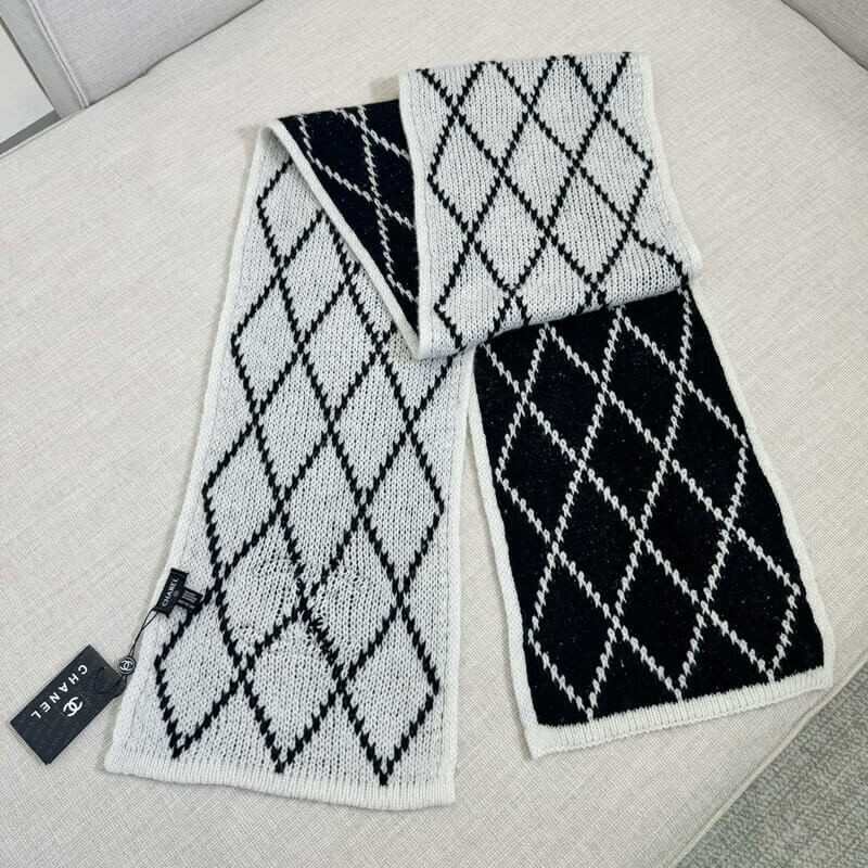 Ch**el Cashmere Quilted CC Scarf