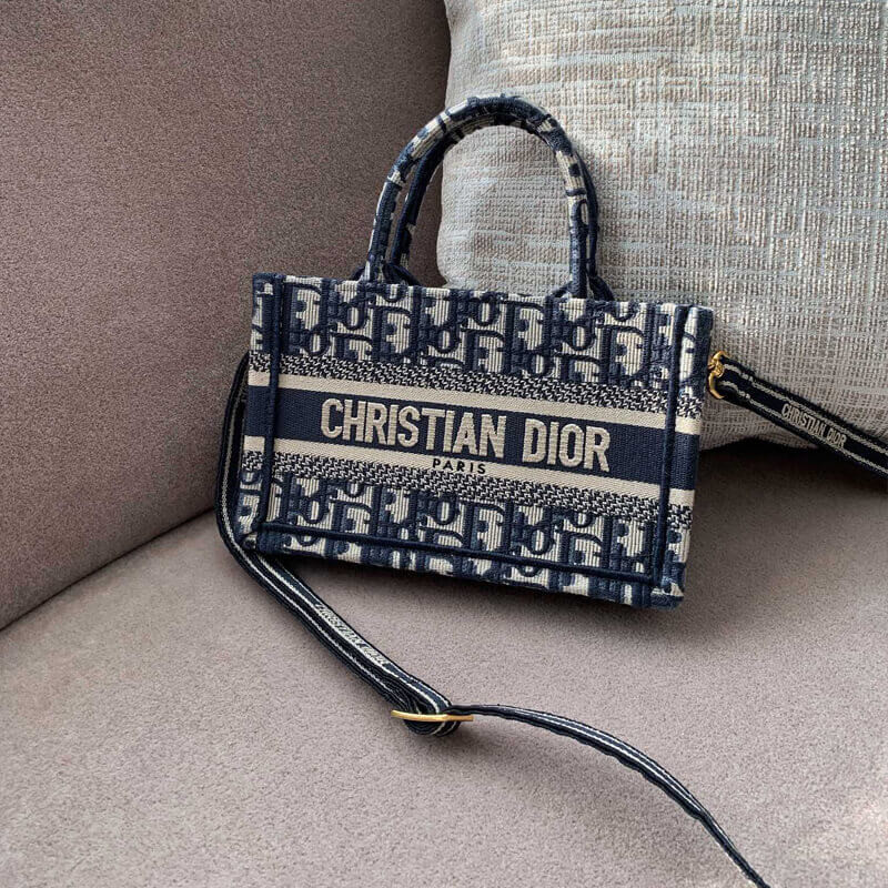 D10r Book Tote with Strap Mini Canvas Blue