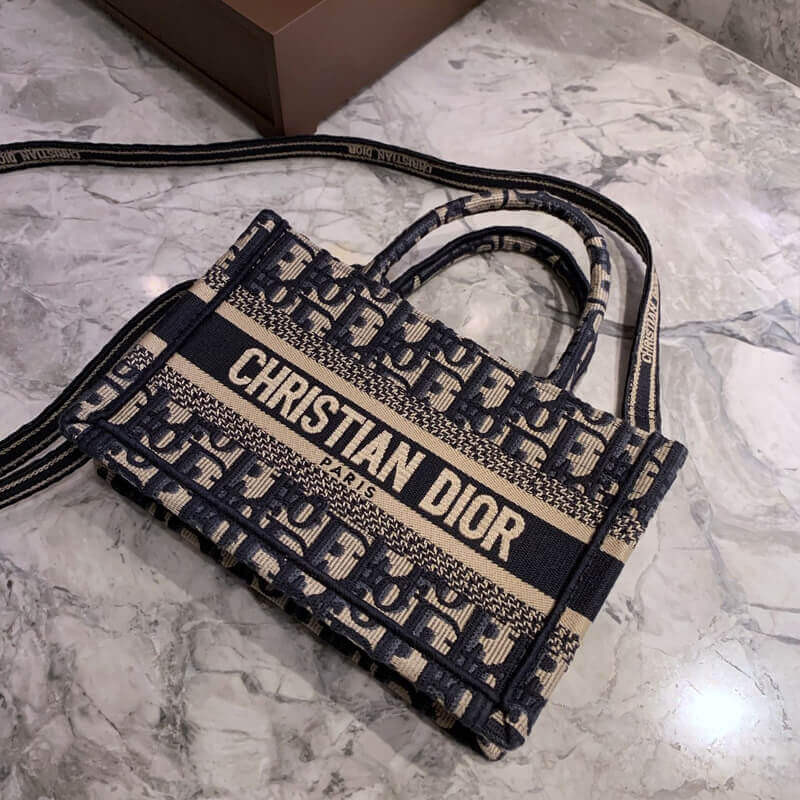 D10r Book Tote with Strap Mini Canvas Blue