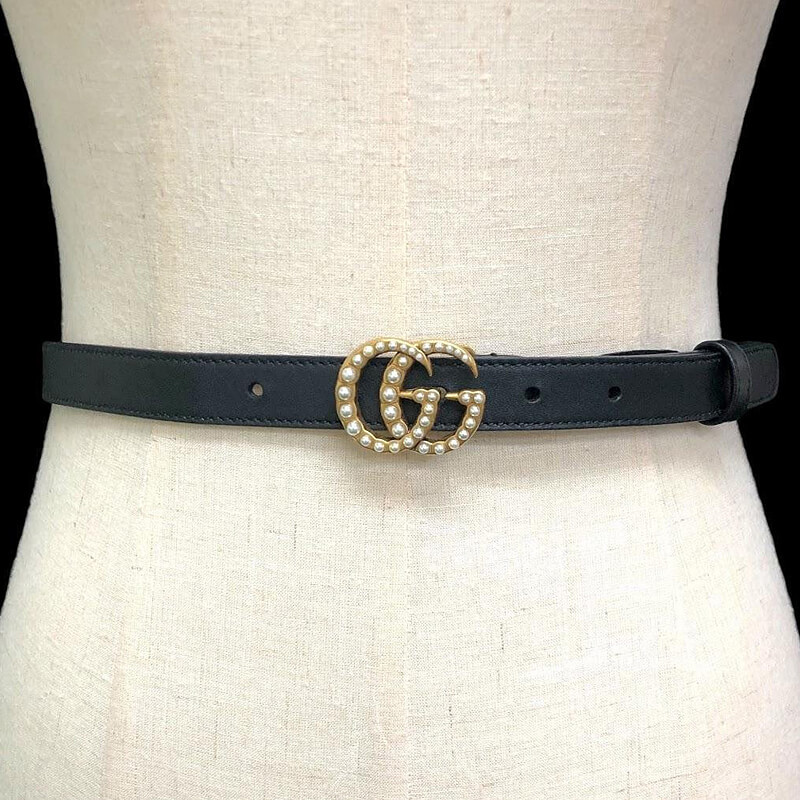 Gvc*1 Black Double G Pearl 20mm Belt 476342