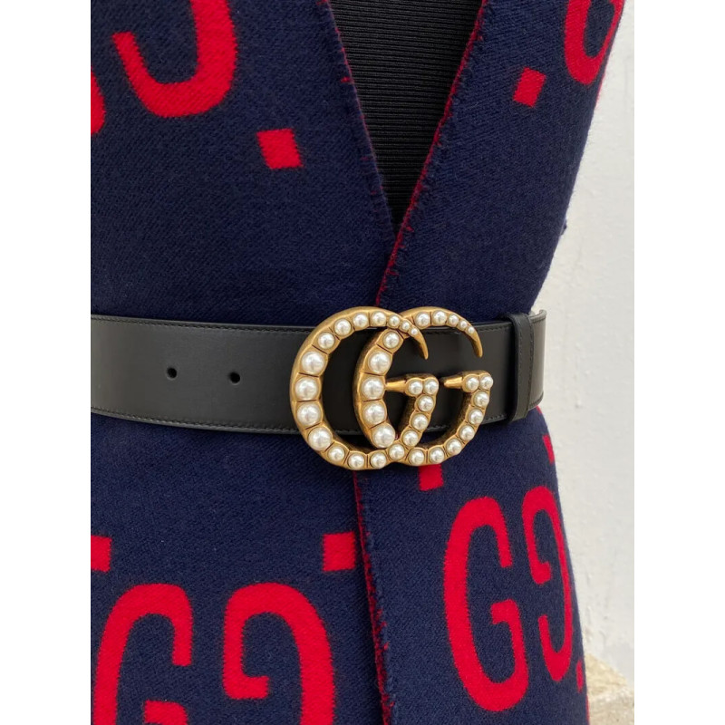 Gvc*1 Black Double G Pearl 40mm Belt 453260