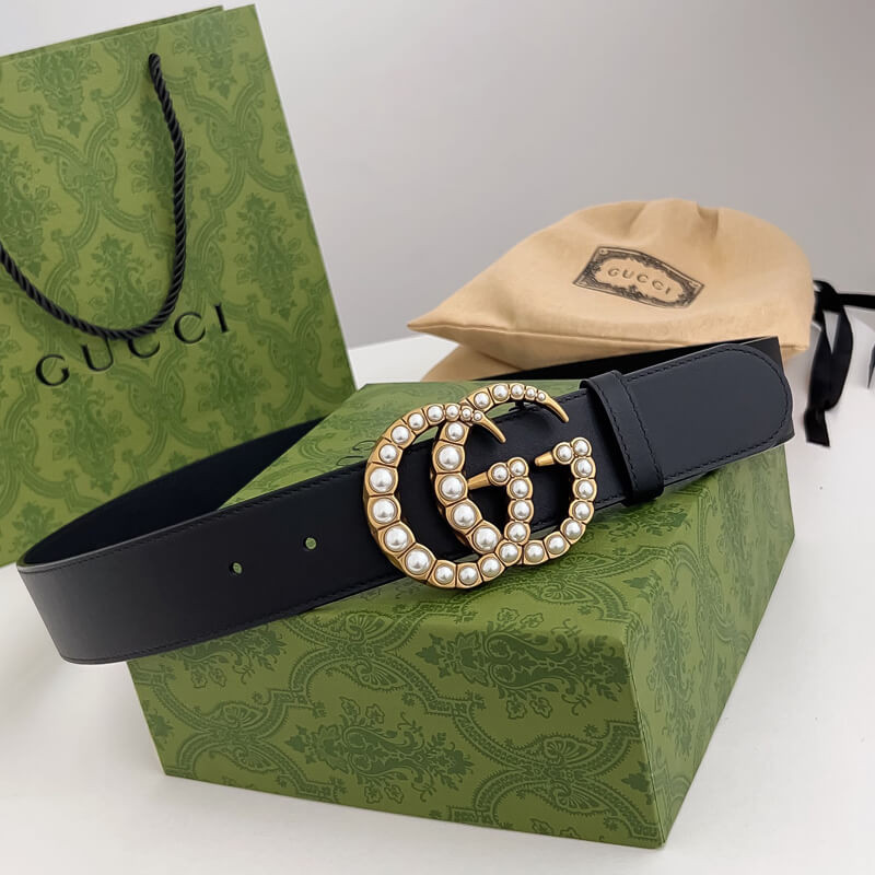 Gvc*1 Black Double G Pearl 40mm Belt 453260