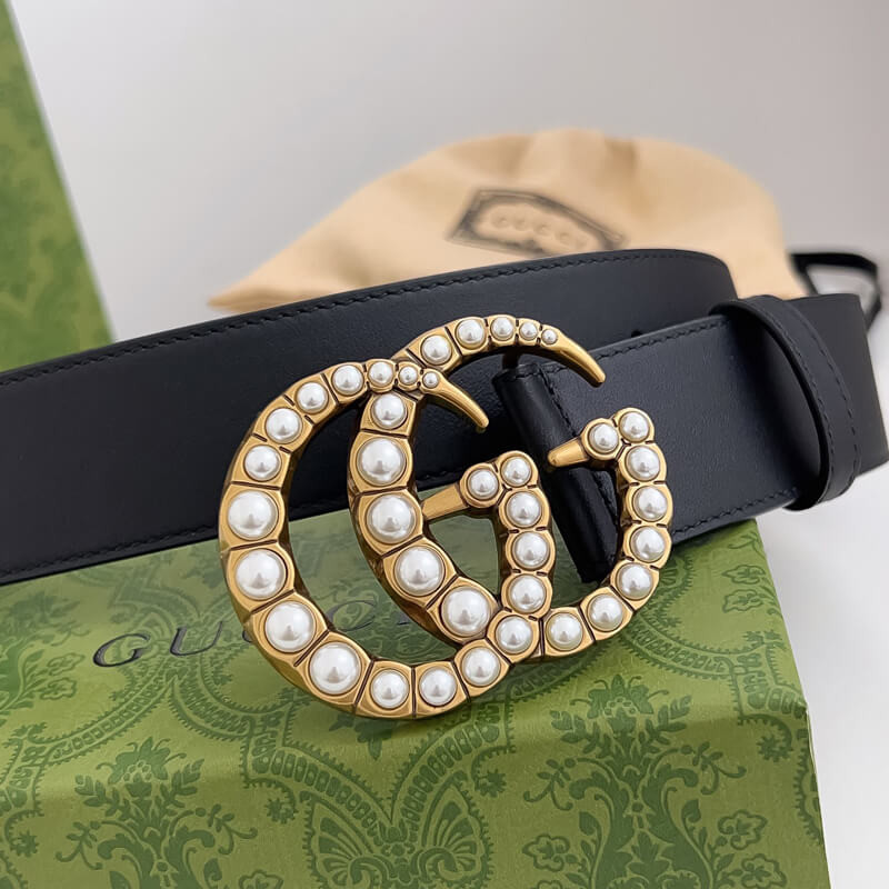 Gvc*1 Black Double G Pearl 40mm Belt 453260