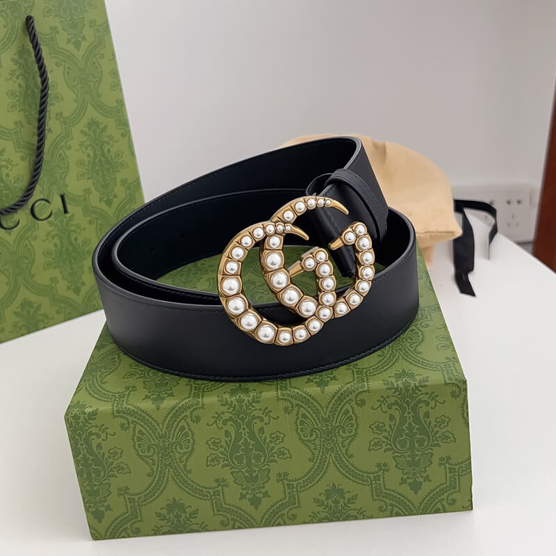 Gvc*1 Black Double G Pearl 40mm Belt 453260