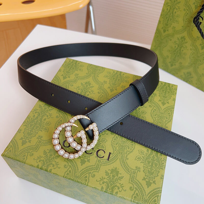 Gvc*1 Black Double G Pearl 20mm Belt 476342