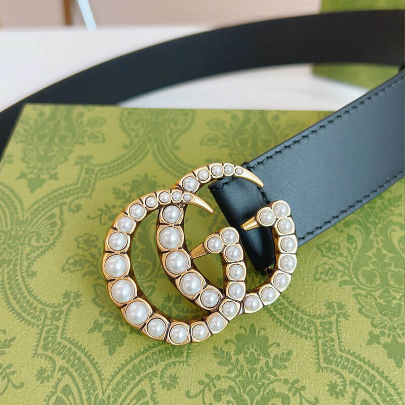 Gvc*1 Black Double G Pearl 20mm Belt 476342