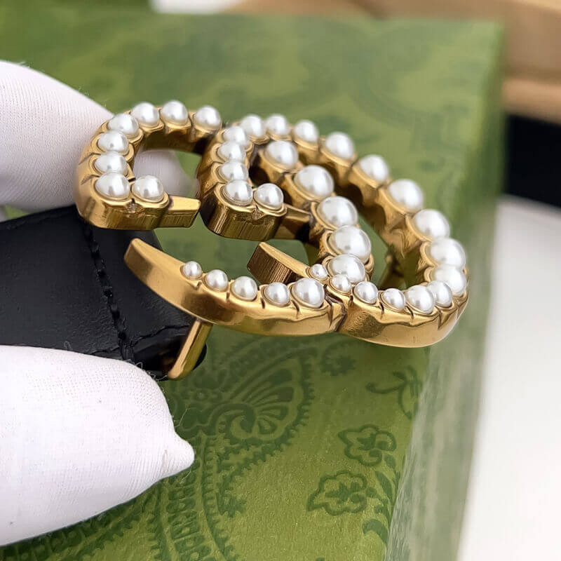 Gvc*1 Black Double G Pearl 30mm Belt 453260