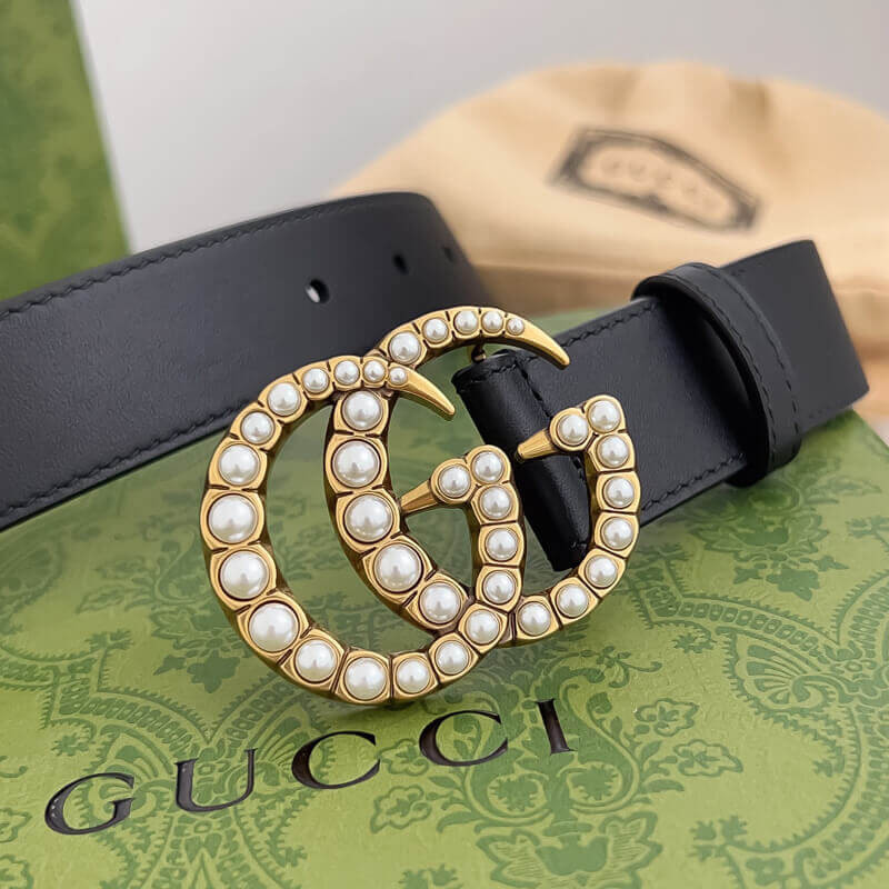 Gvc*1 Black Double G Pearl 30mm Belt 453260