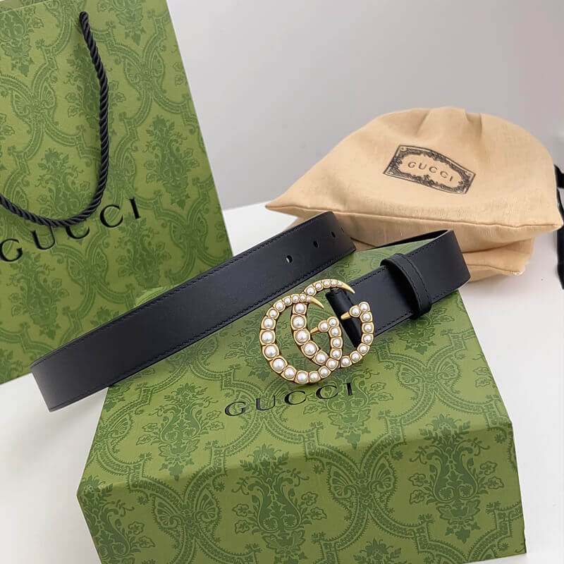 Gvc*1 Black Double G Pearl 30mm Belt 453260