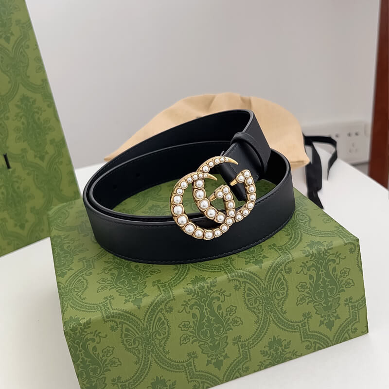 Gvc*1 Black Double G Pearl 30mm Belt 453260