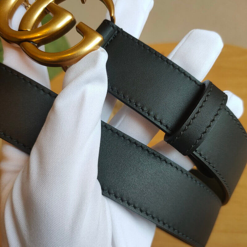 Gvc*1 Calfskin Double G 30mm Belt with Antiqued Brass Buckle 400593