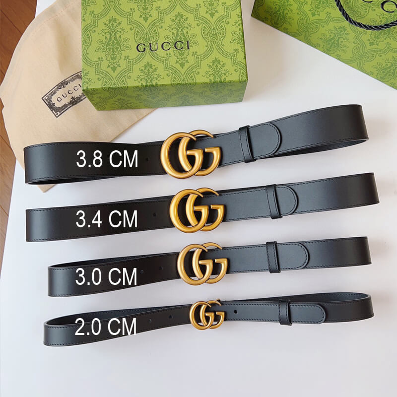 Gvc*1 Calfskin Double G 38mm Belt with Antiqued Brass Buckle 400593