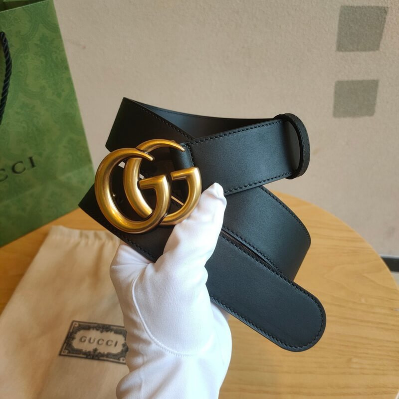 Gvc*1 Calfskin Double G 38mm Belt with Antiqued Brass Buckle 400593