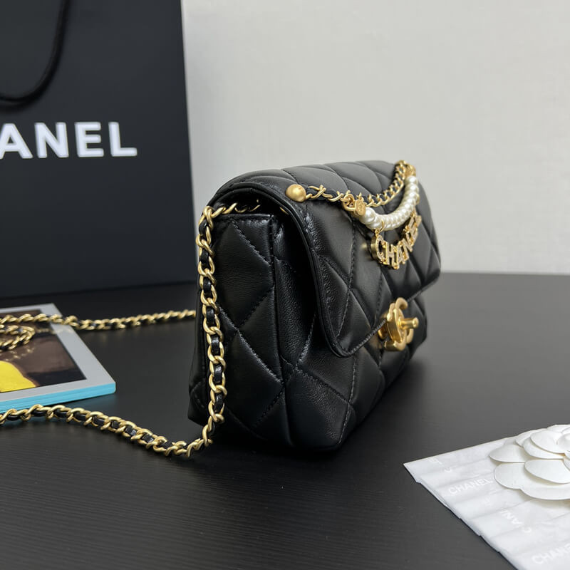 Ch**el Mini Flap Bag Shiny Lambskin AS4986