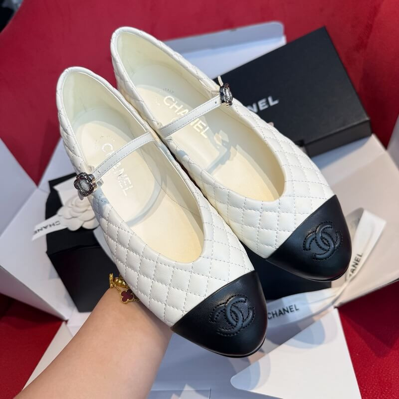 Ch**el Cap-Toe Quilted Mary Janes