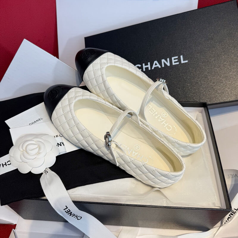 Ch**el Cap-Toe Quilted Mary Janes