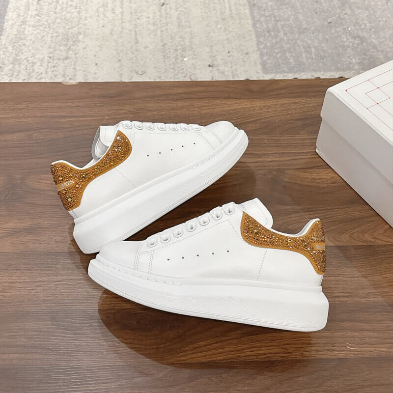 A1exa*der Mcqv*en Oversized Sneaker in White/Gold Glitter 666407