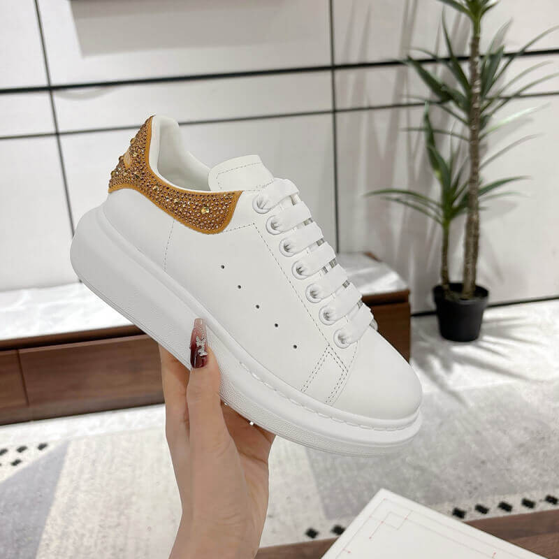 A1exa*der Mcqv*en Oversized Sneaker in White/Gold Glitter 666407