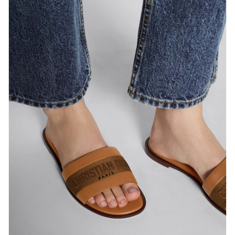 D10r Dway Slide Calfskin and Embroidered Cotton